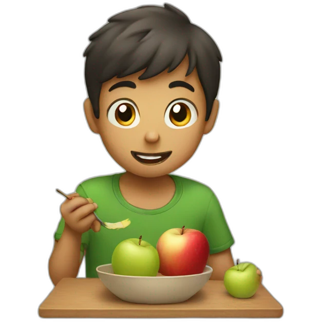 boy eating apple emoji