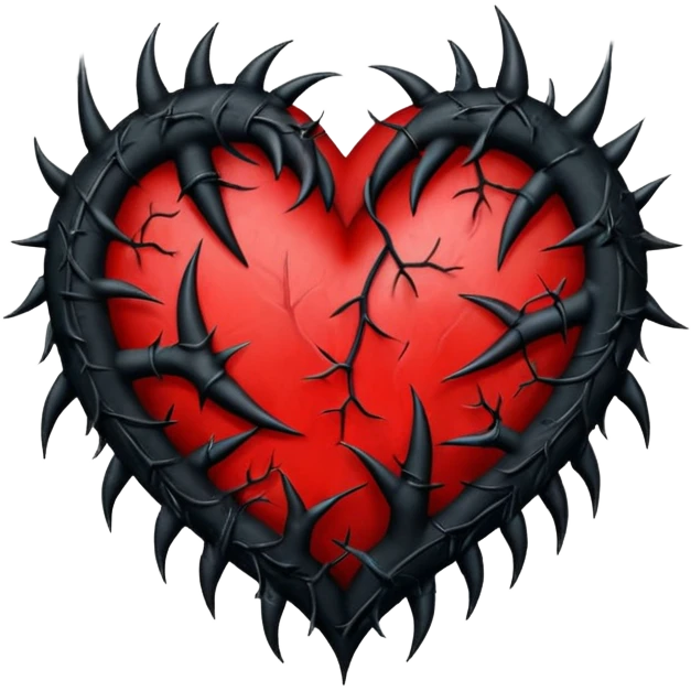emo heart with full moon and dark thorns emoji