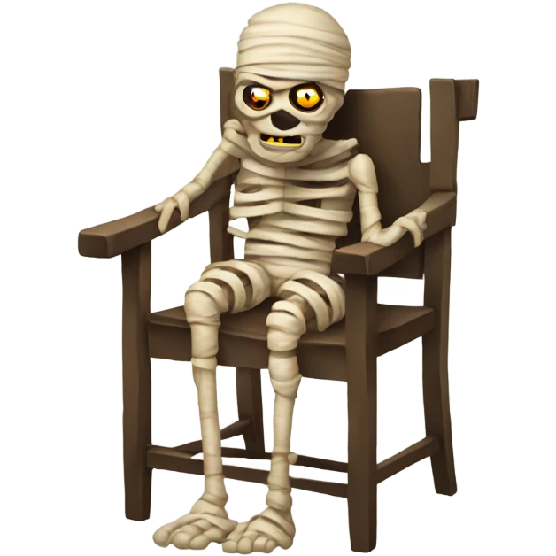 A decrepit old dried up mummy propped up on a chair  emoji