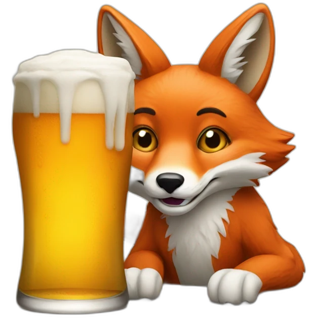 Fox with beer writes test emoji