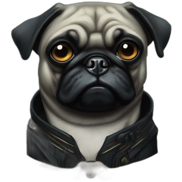 A cyberpunk black pug in Art Nouveau style during 1910 emoji