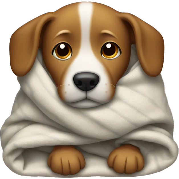 Dog comforts in a blanket  emoji