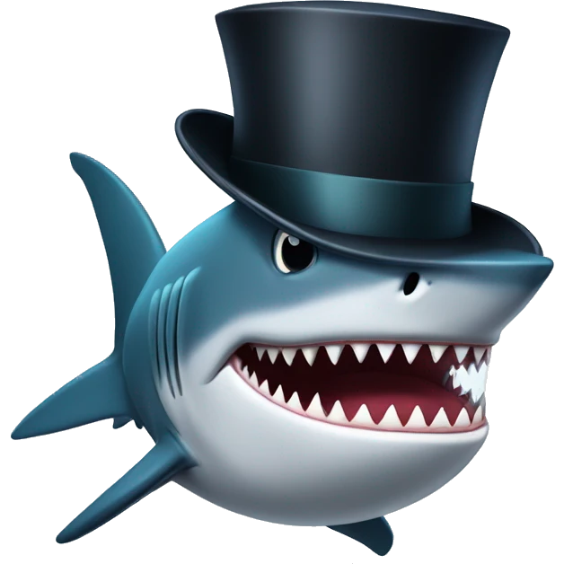 Shark with a top hat emoji