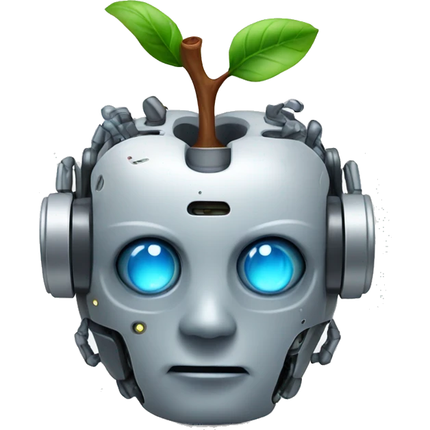 robot apple with brain visible emoji