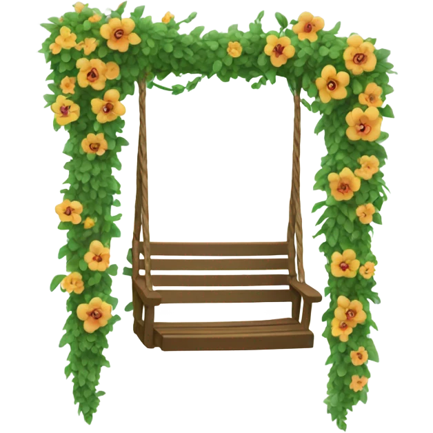 A swing made from a small flower and vines. emoji