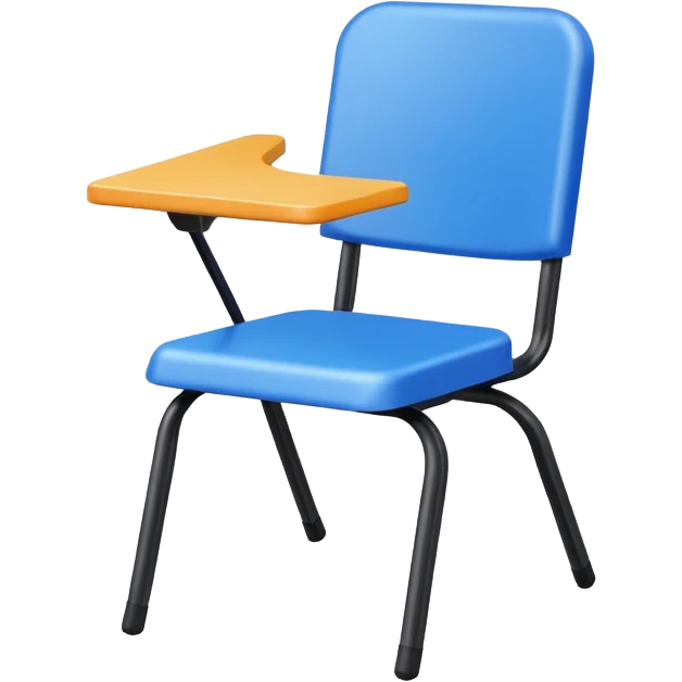 blue school plastic chair with arrow pointing away emoji