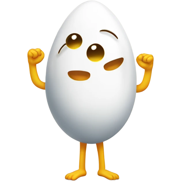 Egg sunny side up with arms and leggs emoji