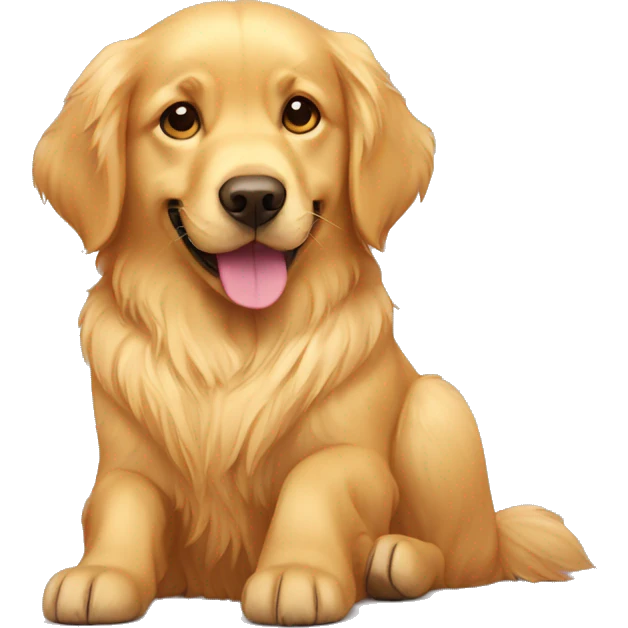 A golden retriever with hearts for eyes emoji