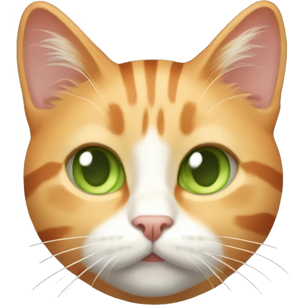 light orange stripes cat with light green eyes and a small white beard emoji