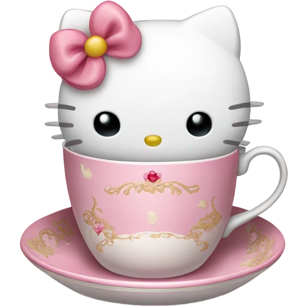 Hello kitty sipping tea emoji