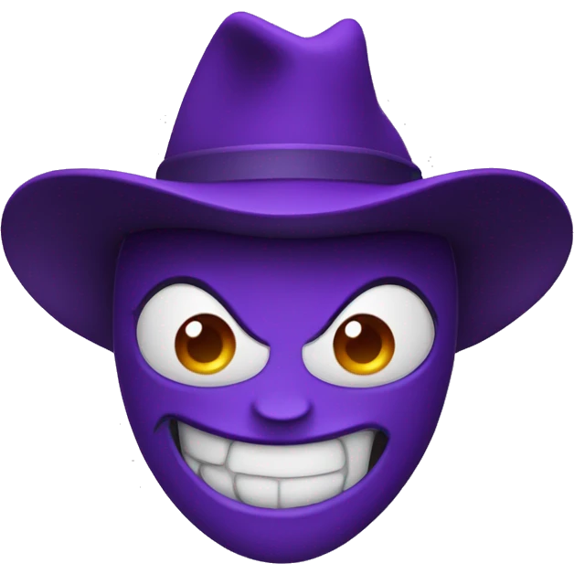 Purple devil emoji with flat brim hat emoji