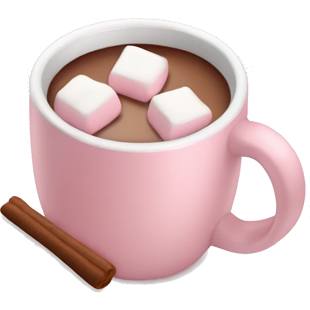 Light Pink mug of hot chocolate with marshmallows  emoji
