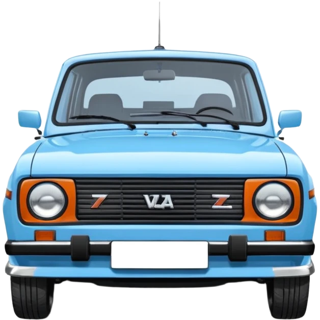 LADA car. Russian car. Model VAZ 2107. Realistic proportions. Front view. emoji