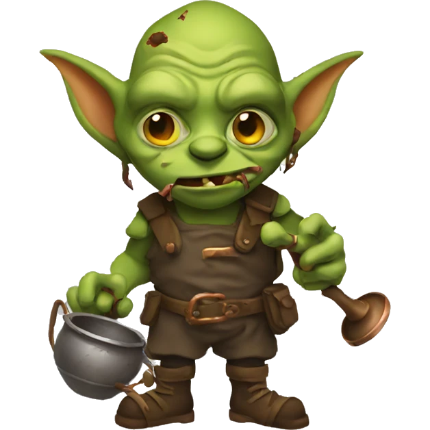 Goblin with scabs holding copper pipe emoji