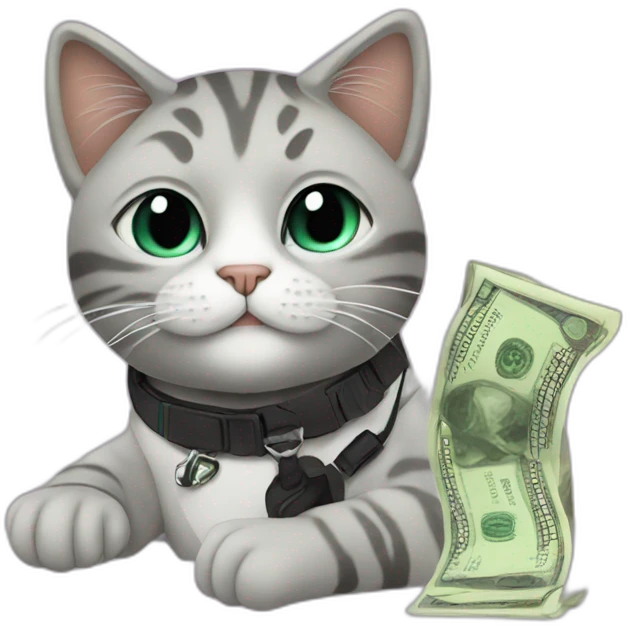 dj cat with money emoji
