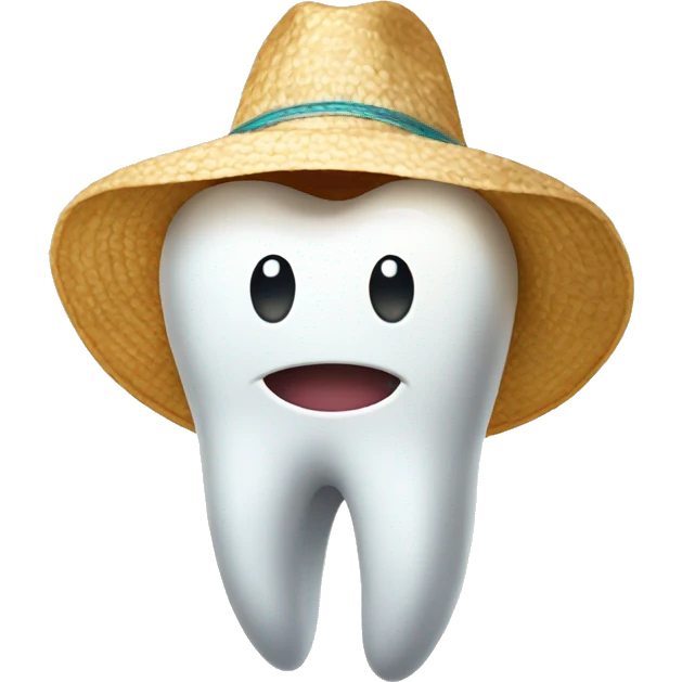 tooth with a sun hat emoji