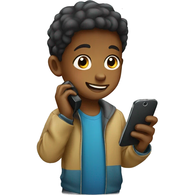Kid using phone emoji