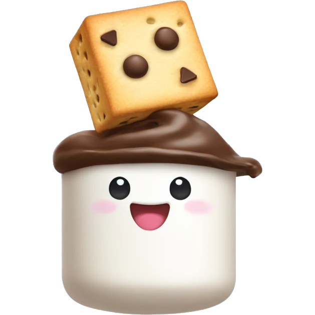 marshmallow wearing a chocolate chip and cracker hat emoji