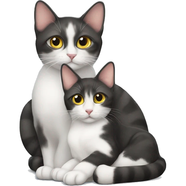 A cat sitting on another cat emoji