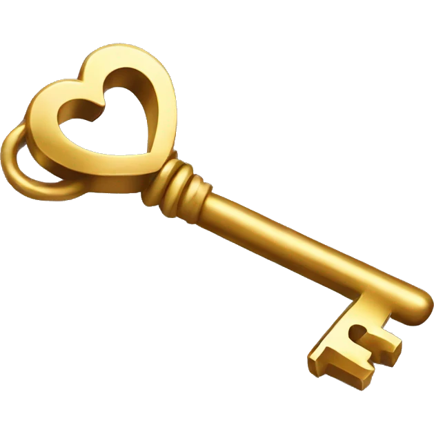 Heart shape gold key emoji