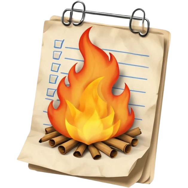 A To-do list on fire. Representing fast completion. emoji