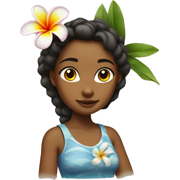 Island girl with a Plumeria flower emoji