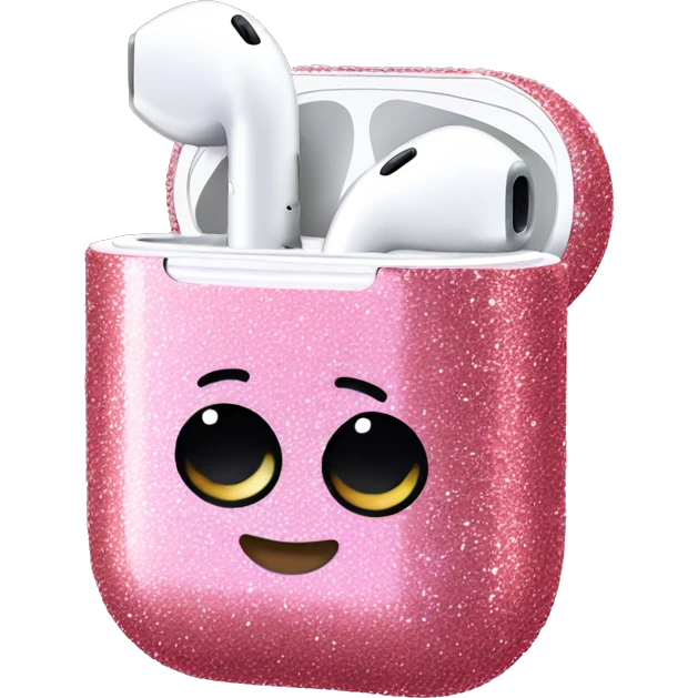 Pink glitter AirPods emoji