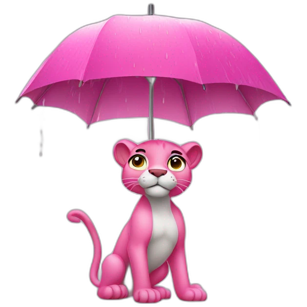 pink panther under rain emoji