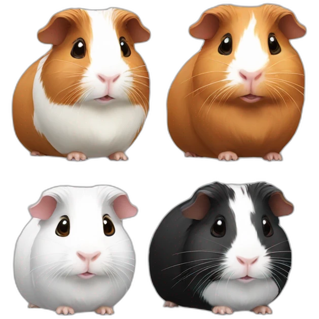 five different guinea pigs emoji