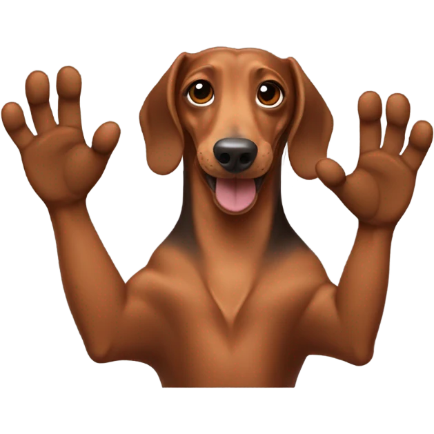Brown dachshund waves emoji