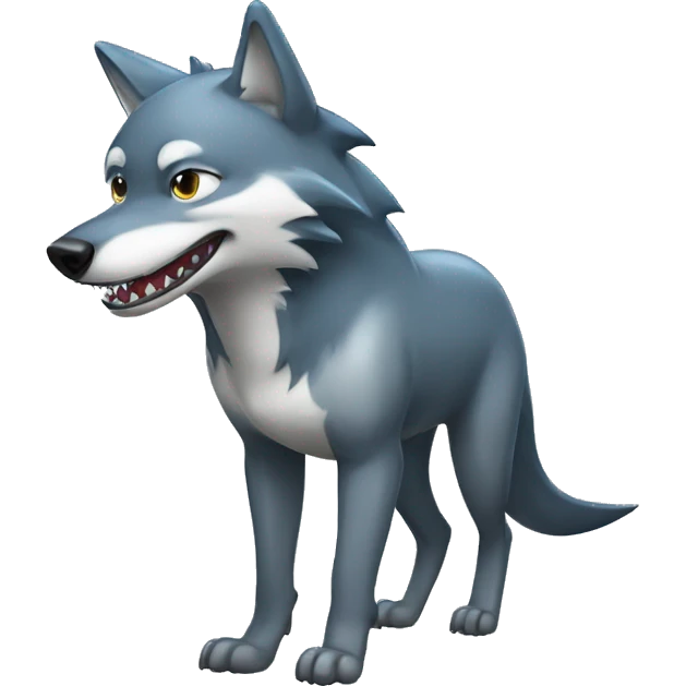Shiny Wolf with a shark tail and a shark fin on back Full Body emoji