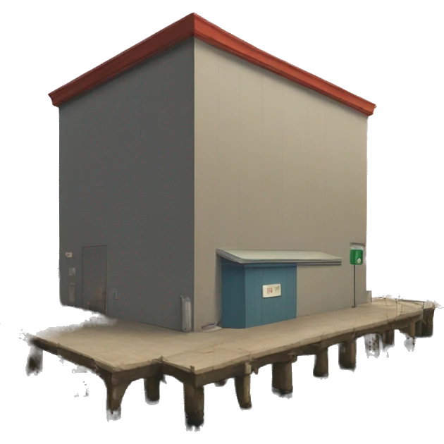 commercial dock with no boats next to a building emoji