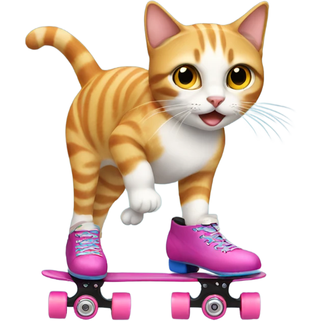 Cat riding rollerskates emoji