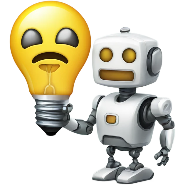 robot and a light bulb emoji