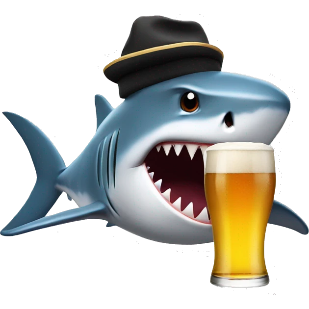 Shark with a hat and a beer emoji