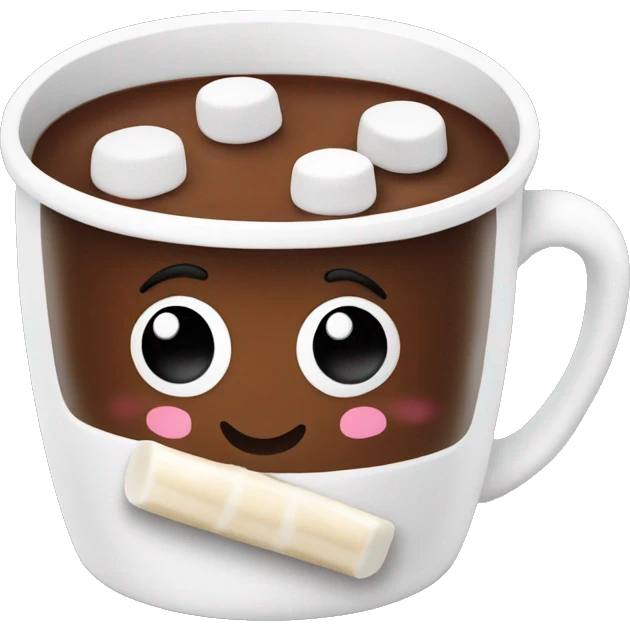 Hot chocolate in a white mug with marshmallows in it emoji