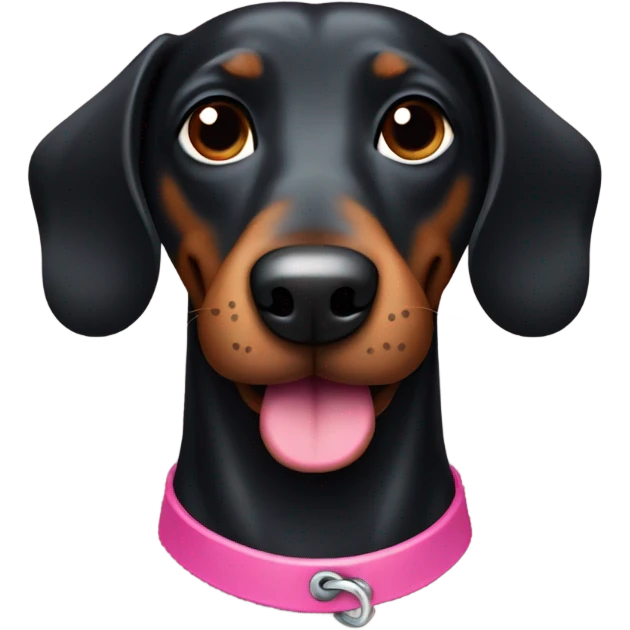 cute dark wiener dog with pink collar emoji
