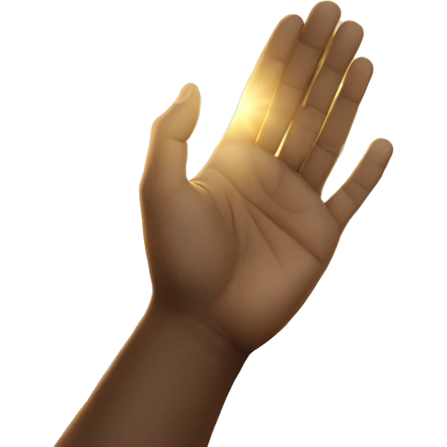prayer hands with halo and light coming from the sky emoji