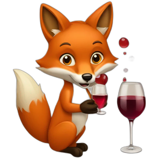 Fox drinking wine emoji