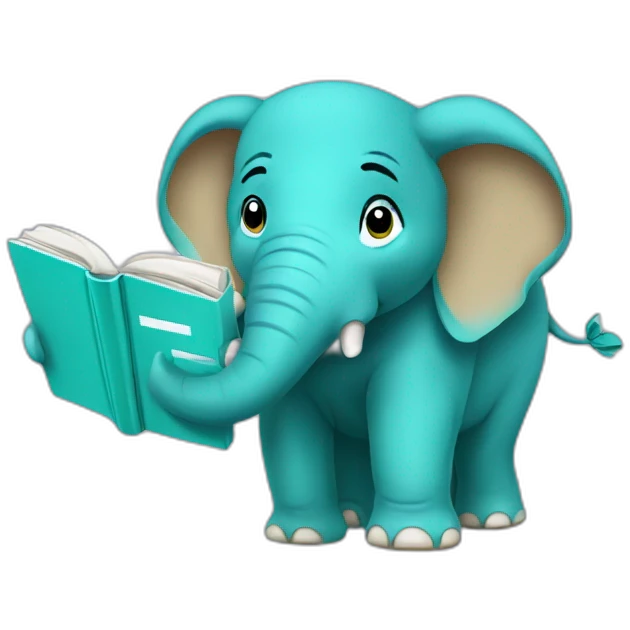 turquoise elephant reading coach emoji