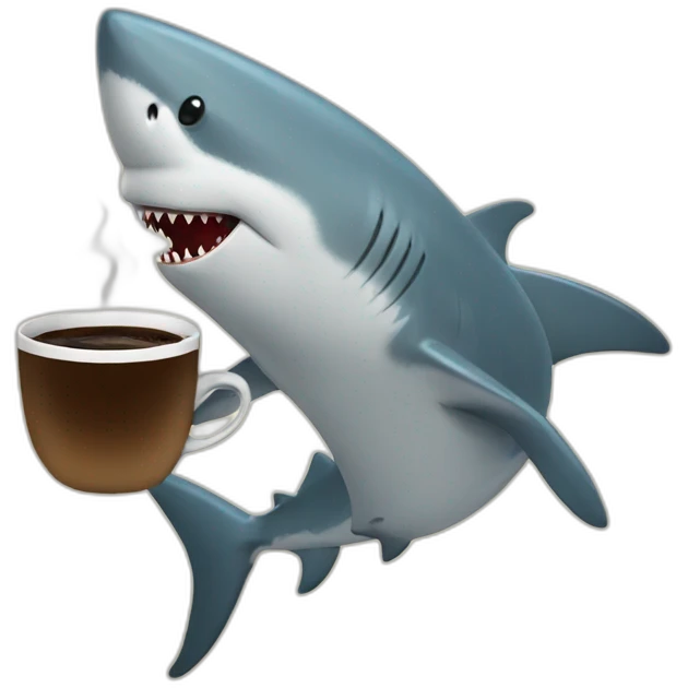 shark with coffee emoji
