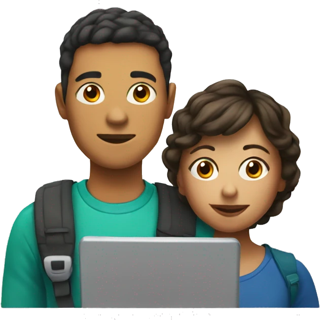 student with iPad and his mother emoji