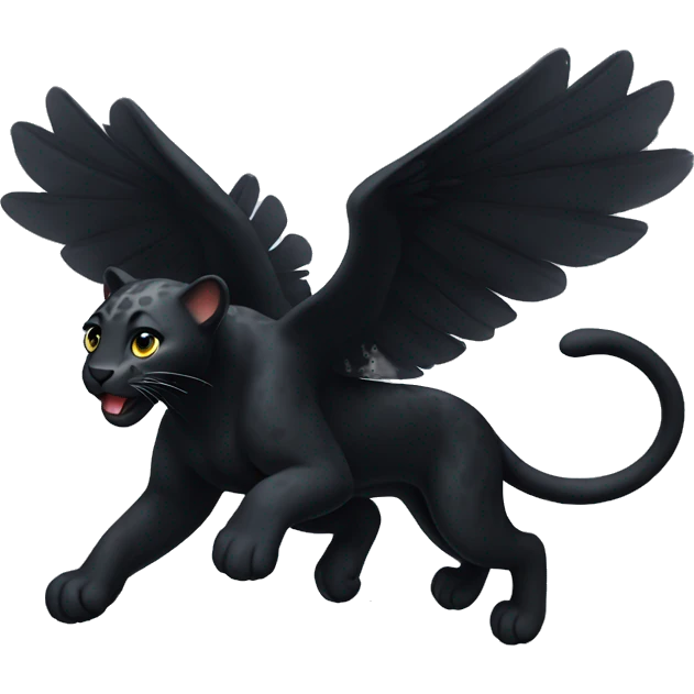 winged black leopard flying emoji