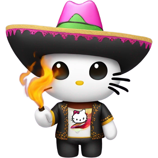 hello kitty smoke wearing a sombrero emoji