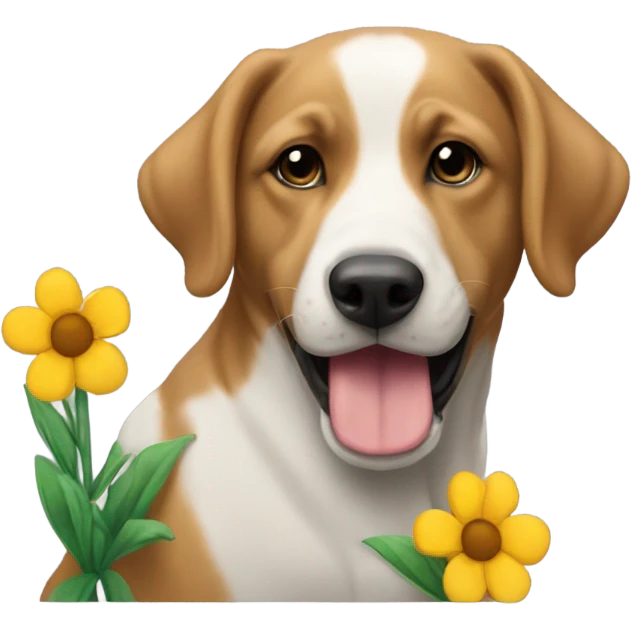 Perro con una flor emoji