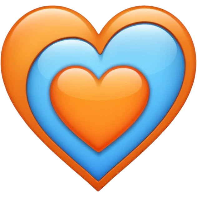Half blue half orange heart split vertically emoji