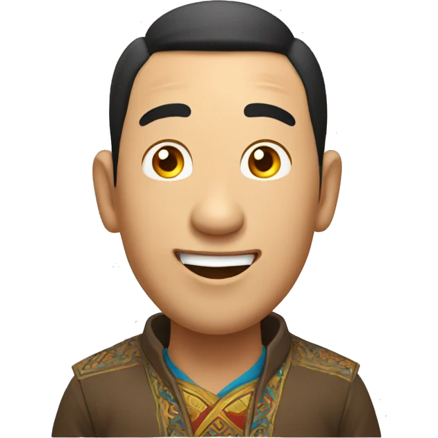 Smiling Mongolian man have a surprised  emoji