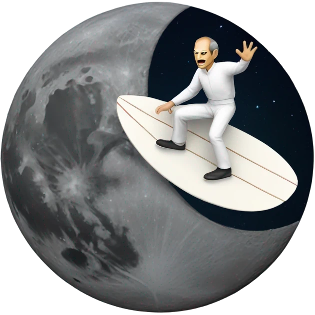 Steve Jobs surfing on the moon emoji