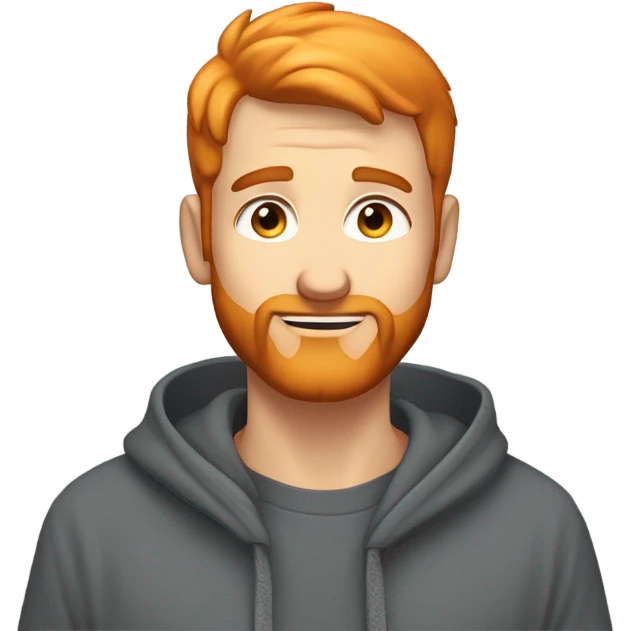Handsome man with orange beard orange short hairs and 3 days beard wearing a hoodie as he is praying emoji