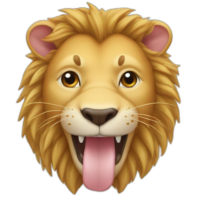 Lion qui mange un cochon emoji